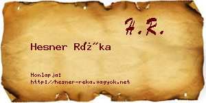 Hesner Réka névjegykártya